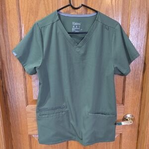 Hanes Olive Green V-Neck Scrub Top